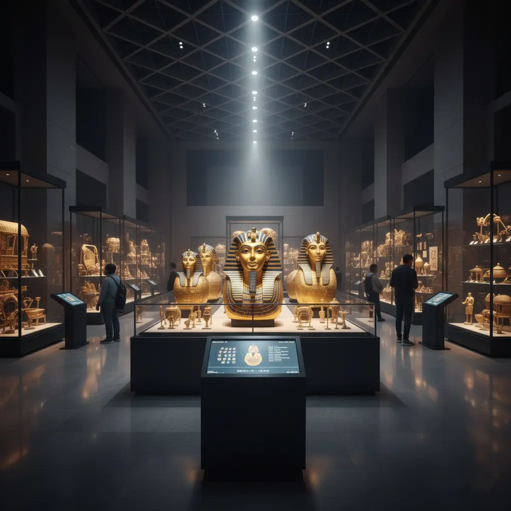 Grand Egyptian Museum near Giza Pyramids showcasing modern architecture and ancient Egyptian artifacts