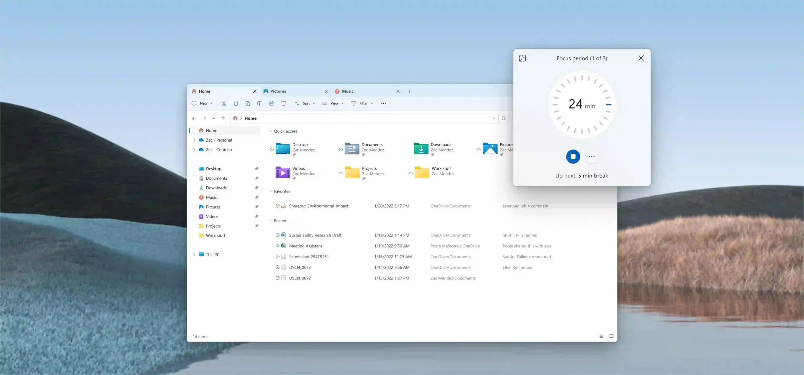 “Windows 11 desktop interface with productivity and multitasking features”