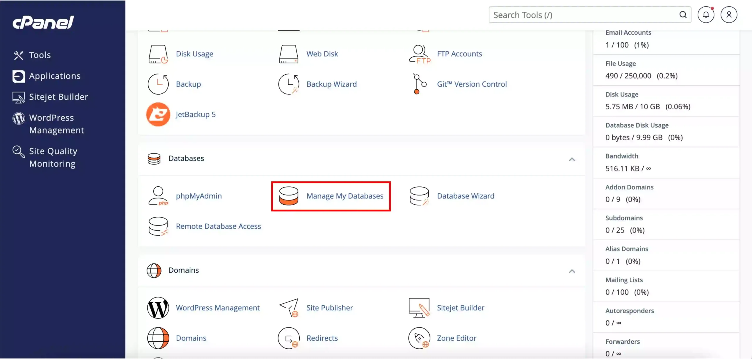 “Creating a MySQL database using cPanel MySQL Database Wizard”