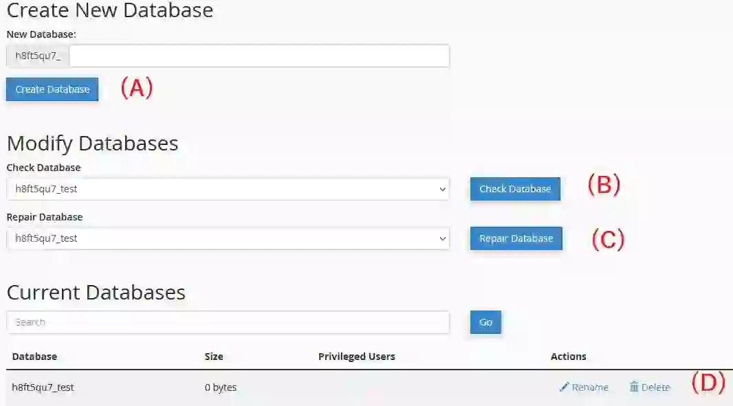 “Repairing and optimizing MySQL database tables using phpMyAdmin”