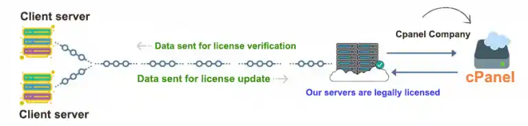 “Shared hosting licenses and web hosting control panel security concept”