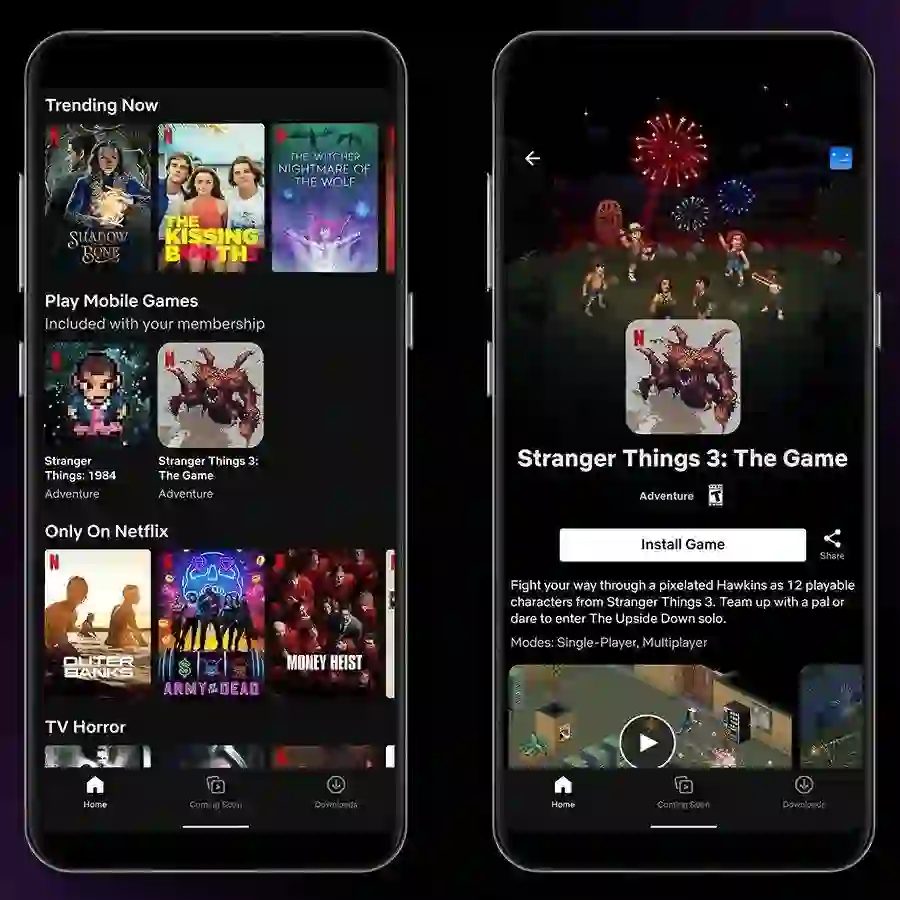 “Netflix streaming platform with original content, gaming, and AI recommendation systems”