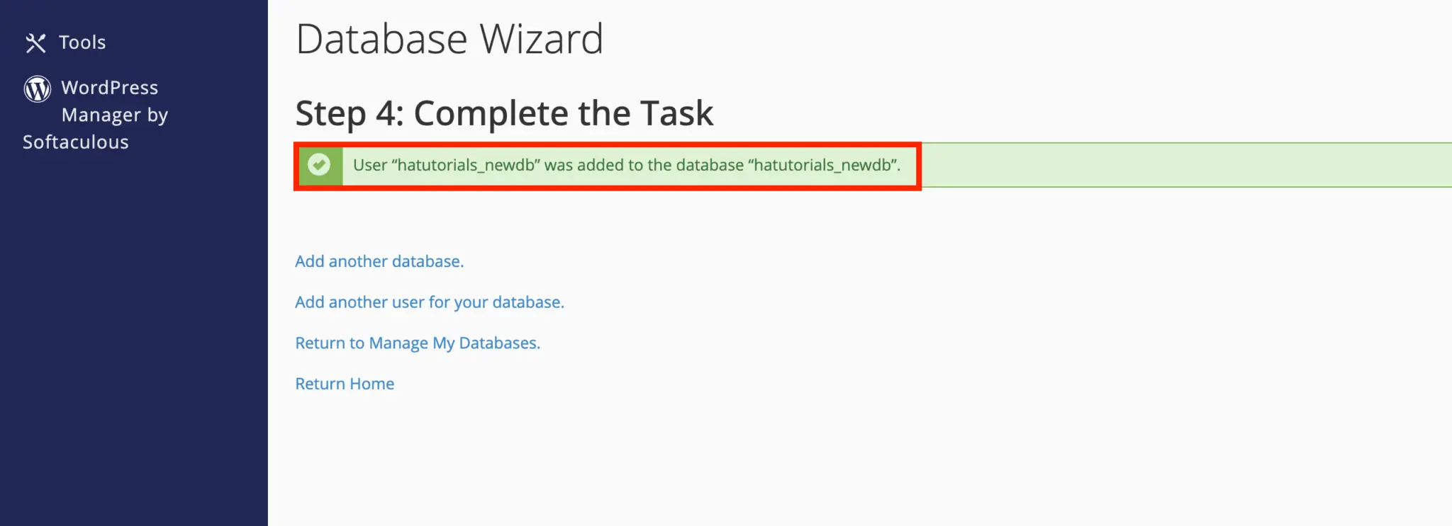 “Creating a MySQL database using cPanel MySQL Database Wizard”