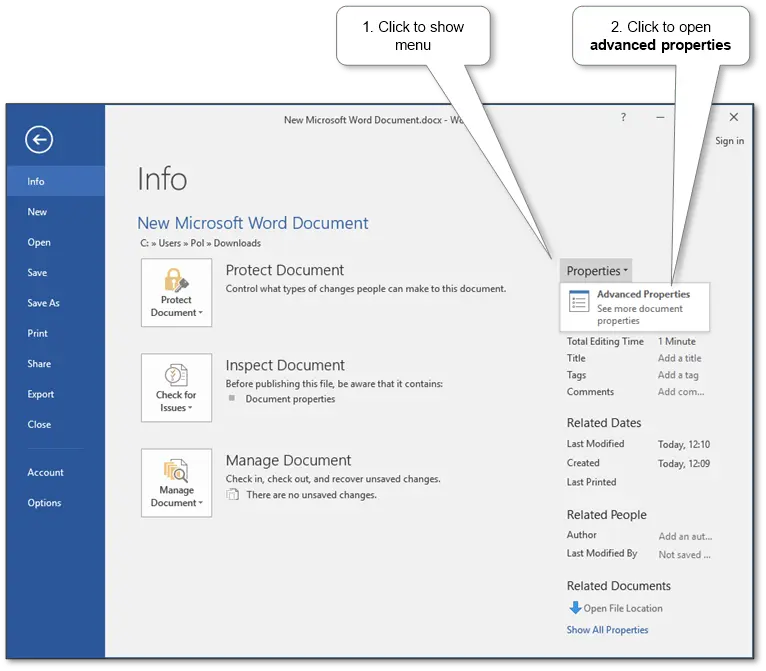 “Microsoft Word document properties and WordPress SEO publishing workflow”