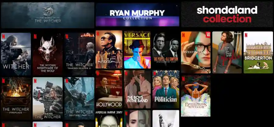 “Netflix streaming platform with original content, gaming, and AI recommendation systems”