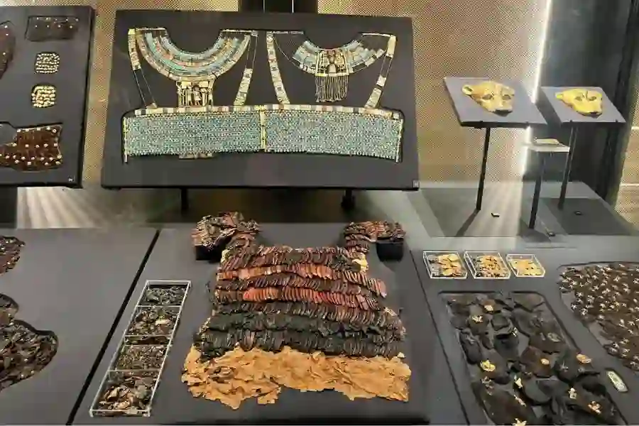 Grand Egyptian Museum near Giza Pyramids showcasing modern architecture and ancient Egyptian artifacts