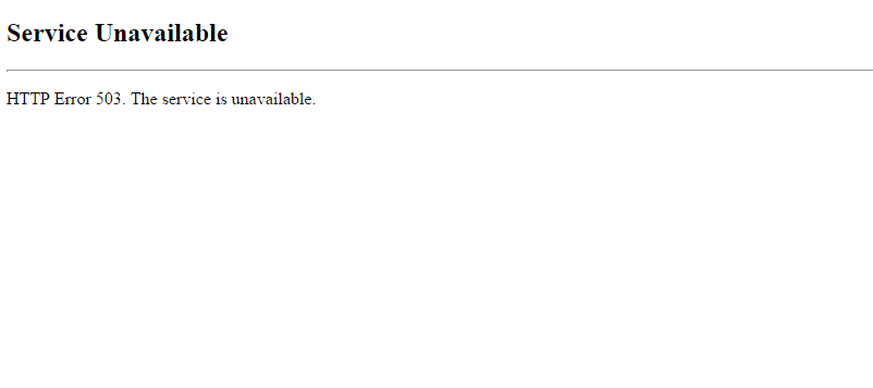 “503 Service Unavailable error on a web hosting server”