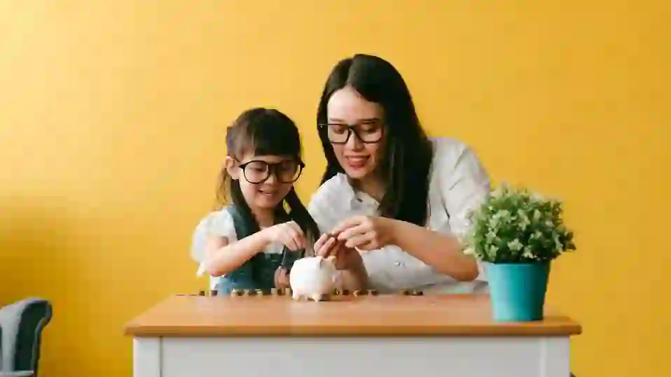 “Parents setting up investment accounts and savings plans for children”