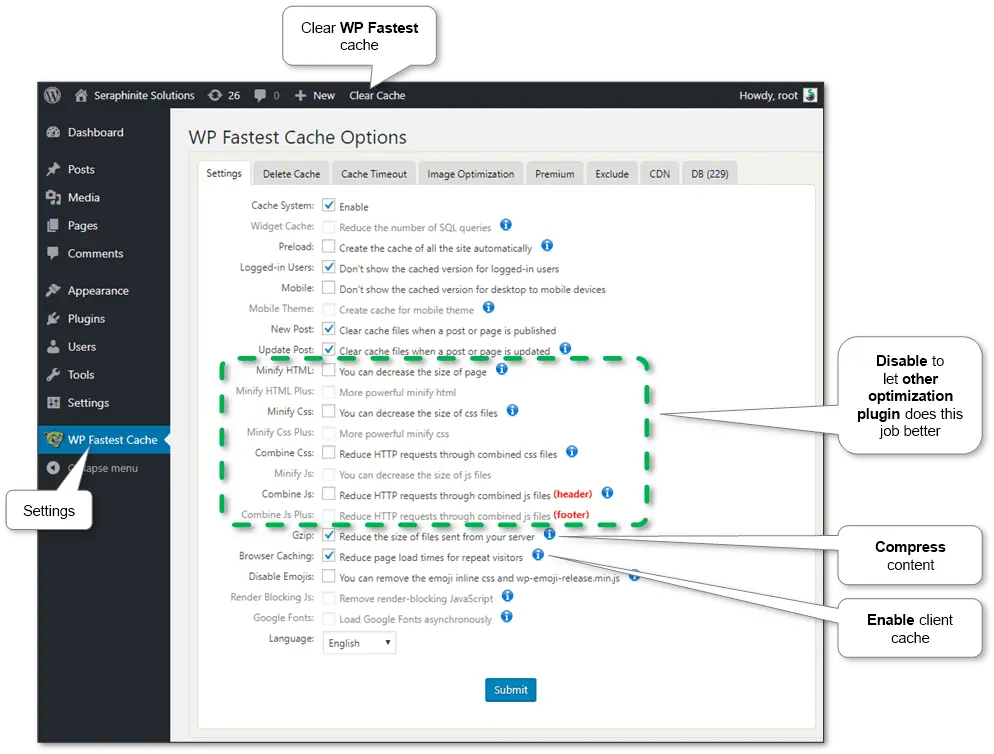 “WordPress cache plugins improving website speed and Google PageSpeed scores”