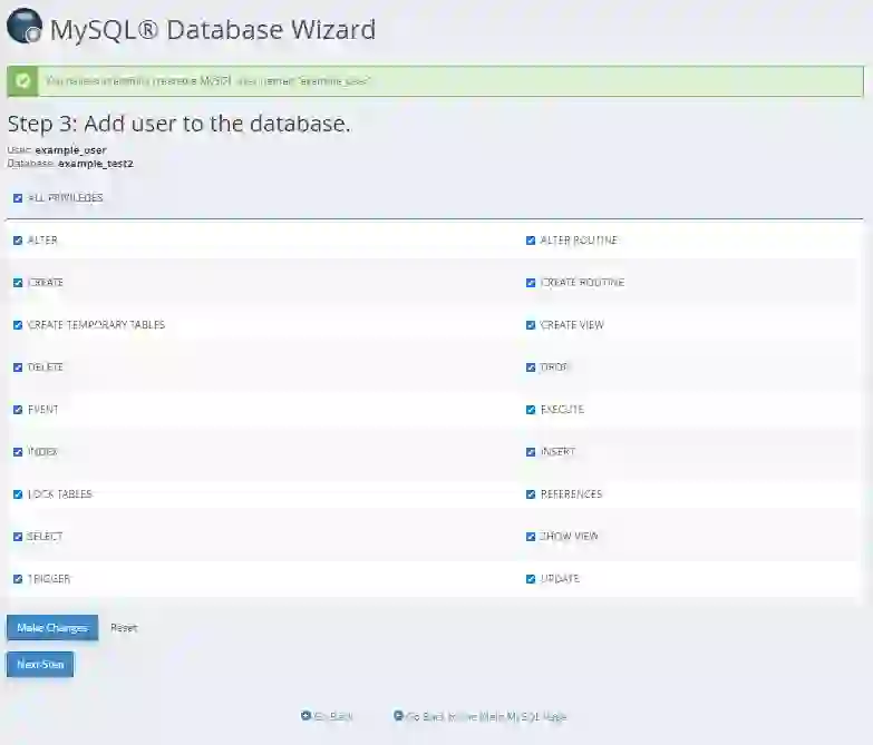 “Creating a MySQL database using cPanel MySQL Database Wizard”