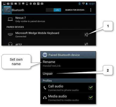“Bluetooth pairing process on Android and iPhone smartphones”