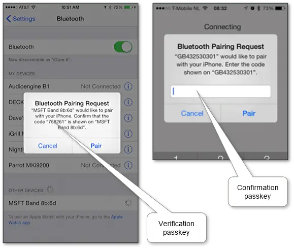 “Bluetooth pairing process on Android and iPhone smartphones”