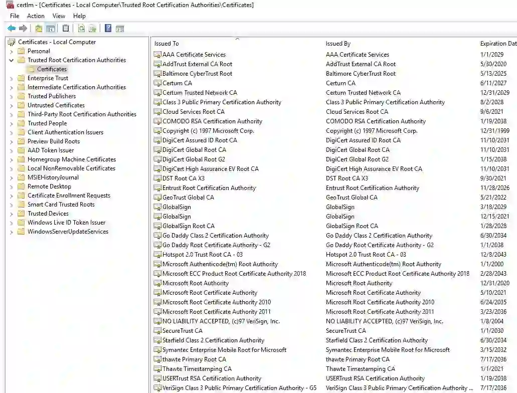 “Installing a trusted root certificate in Windows using the Certificate Import Wizard”