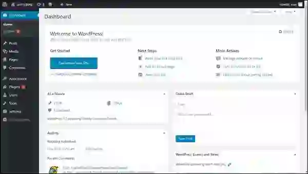“WordPress installation and VPS server configuration dashboard”
