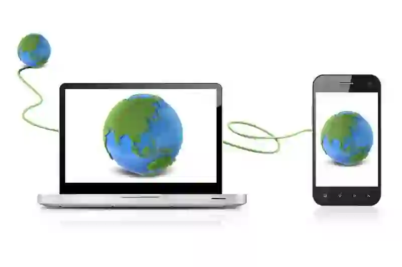 “Laptop sharing internet connection with smartphone using Wi-Fi hotspot and USB tethering”