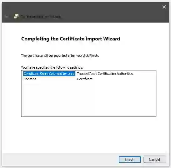 “Installing a trusted root certificate in Windows using the Certificate Import Wizard”