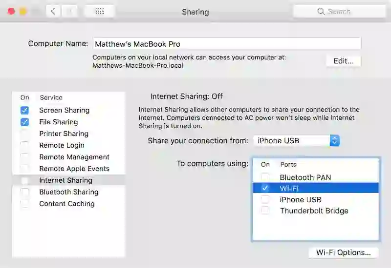 “Laptop configured as a Wi-Fi hotspot sharing internet connection”