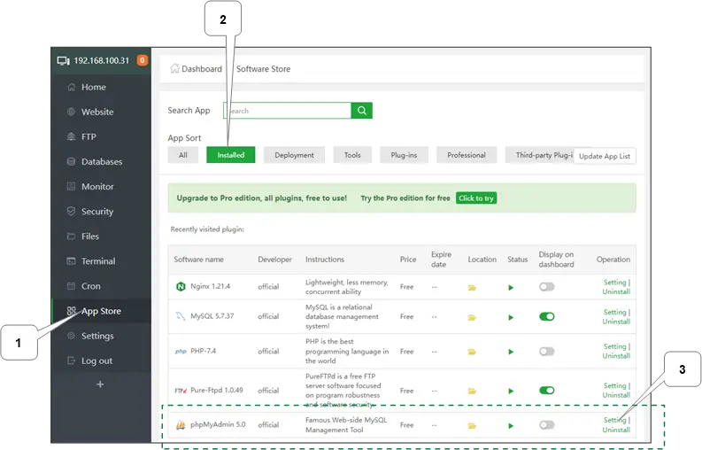“WordPress installation and VPS server configuration dashboard”