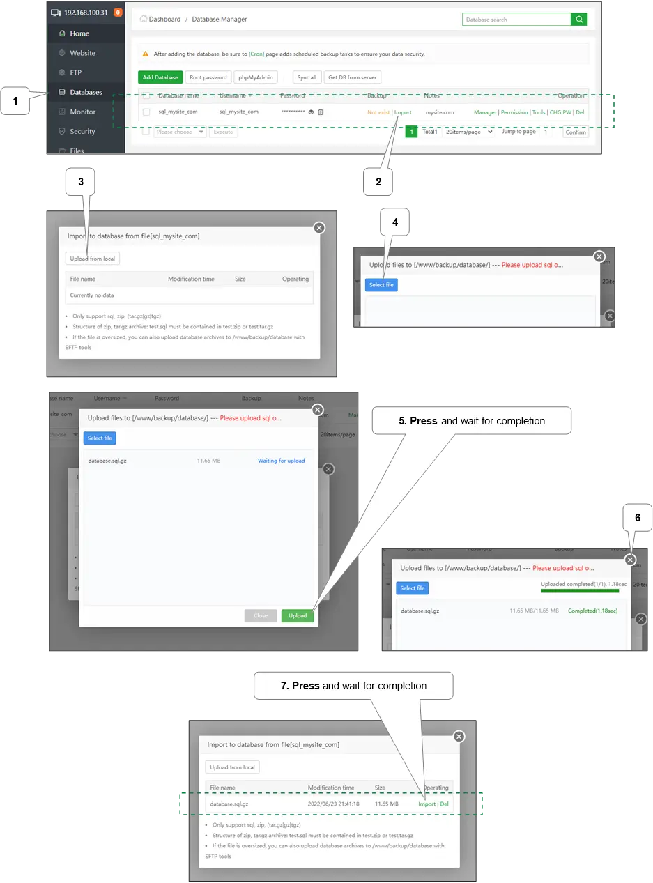 “WordPress installation and VPS server configuration dashboard”