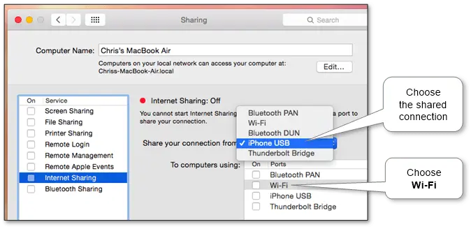 “Laptop configured as a Wi-Fi hotspot sharing internet connection”
