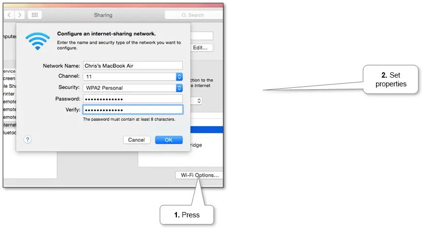 “Laptop configured as a Wi-Fi hotspot sharing internet connection”