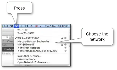 “MacBook connected to a wireless Wi-Fi network using macOS settings”