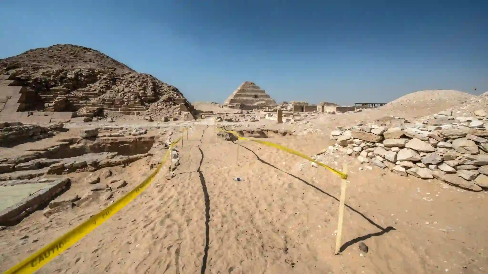 “The Step Pyramid of Djoser in Saqqara showing ancient Egyptian architectural engineering”