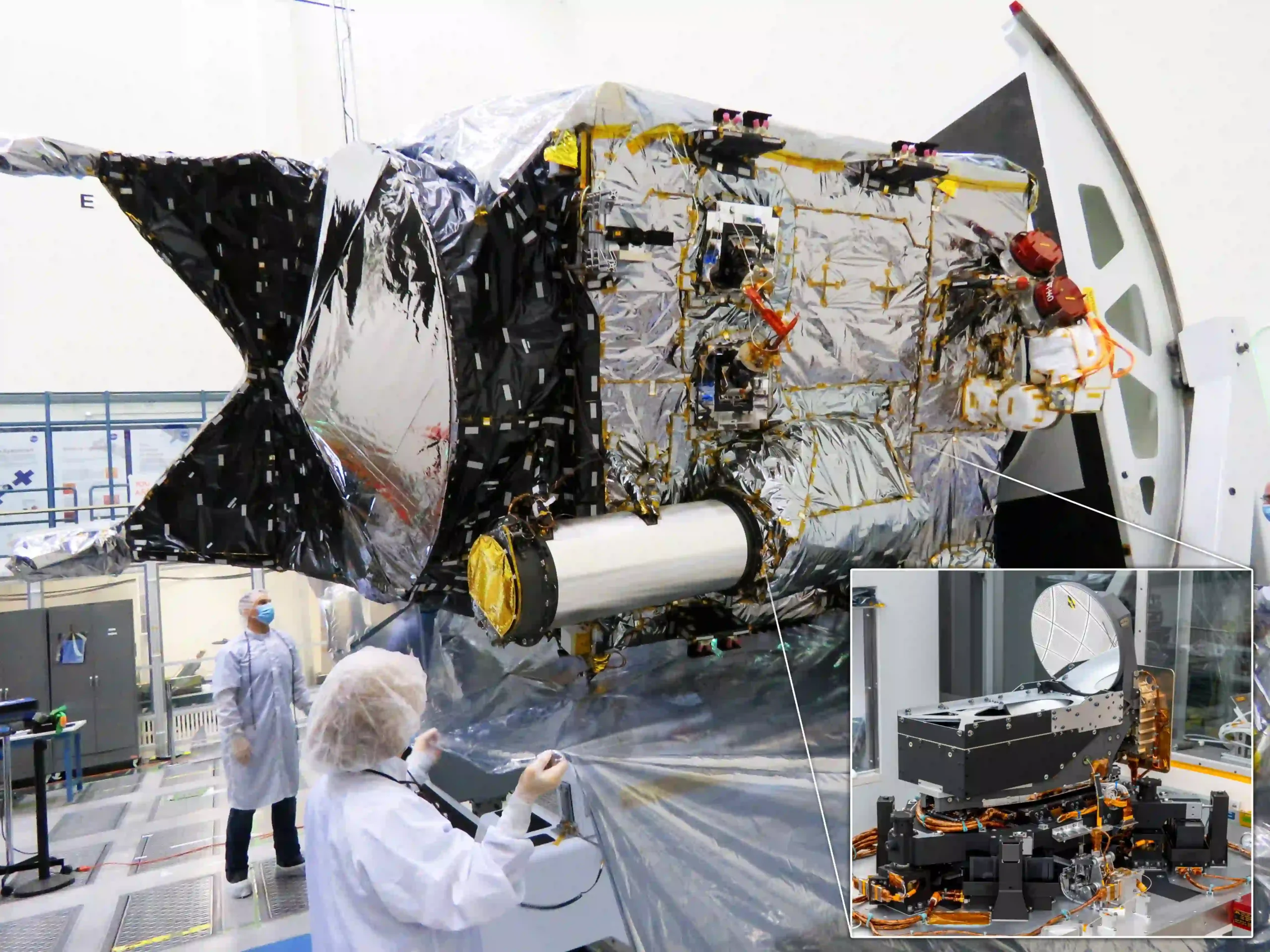 “NASA Deep Space Optical Communications system transmitting laser data through space”