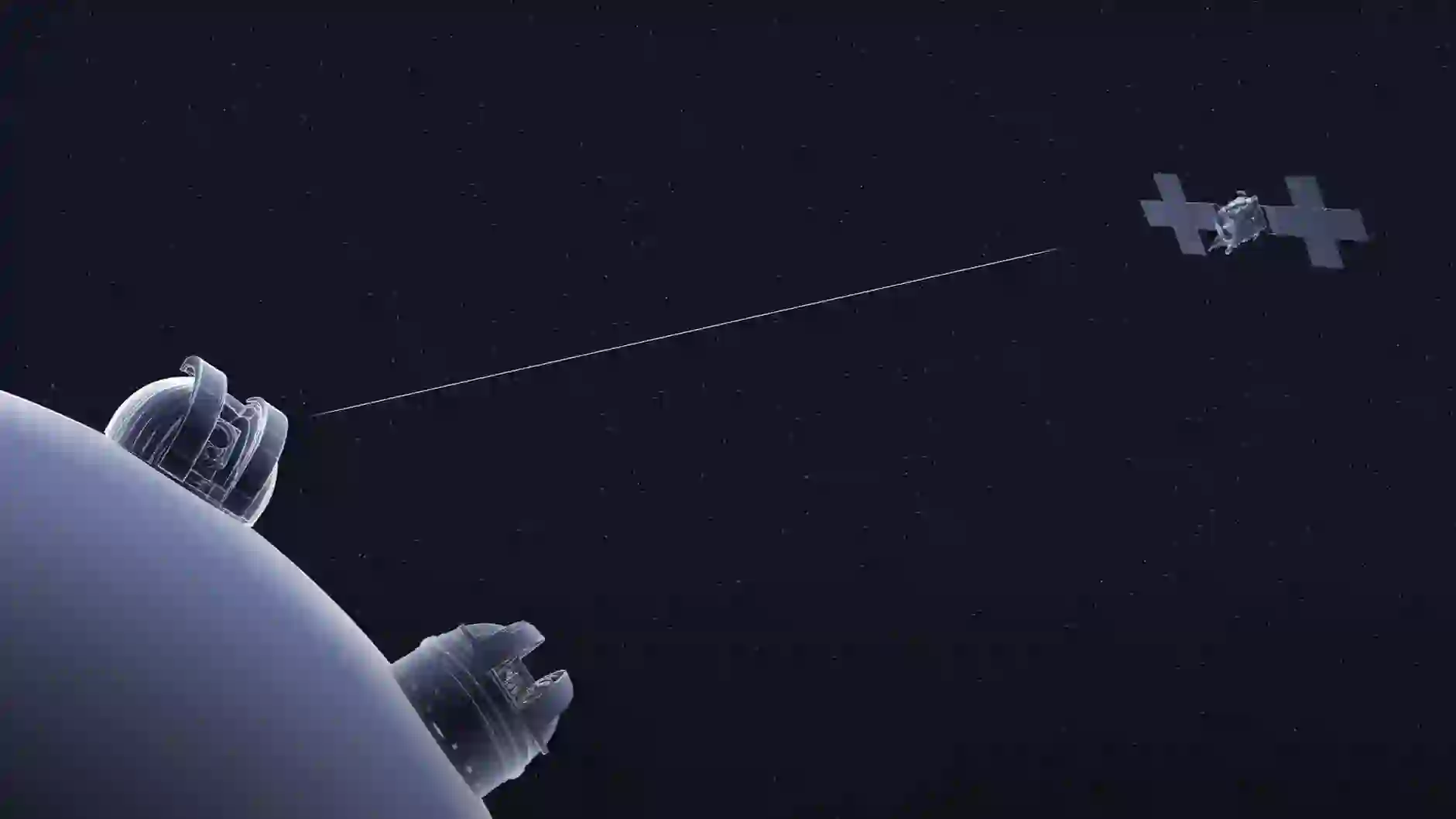 “NASA Deep Space Optical Communications system transmitting laser data through space”