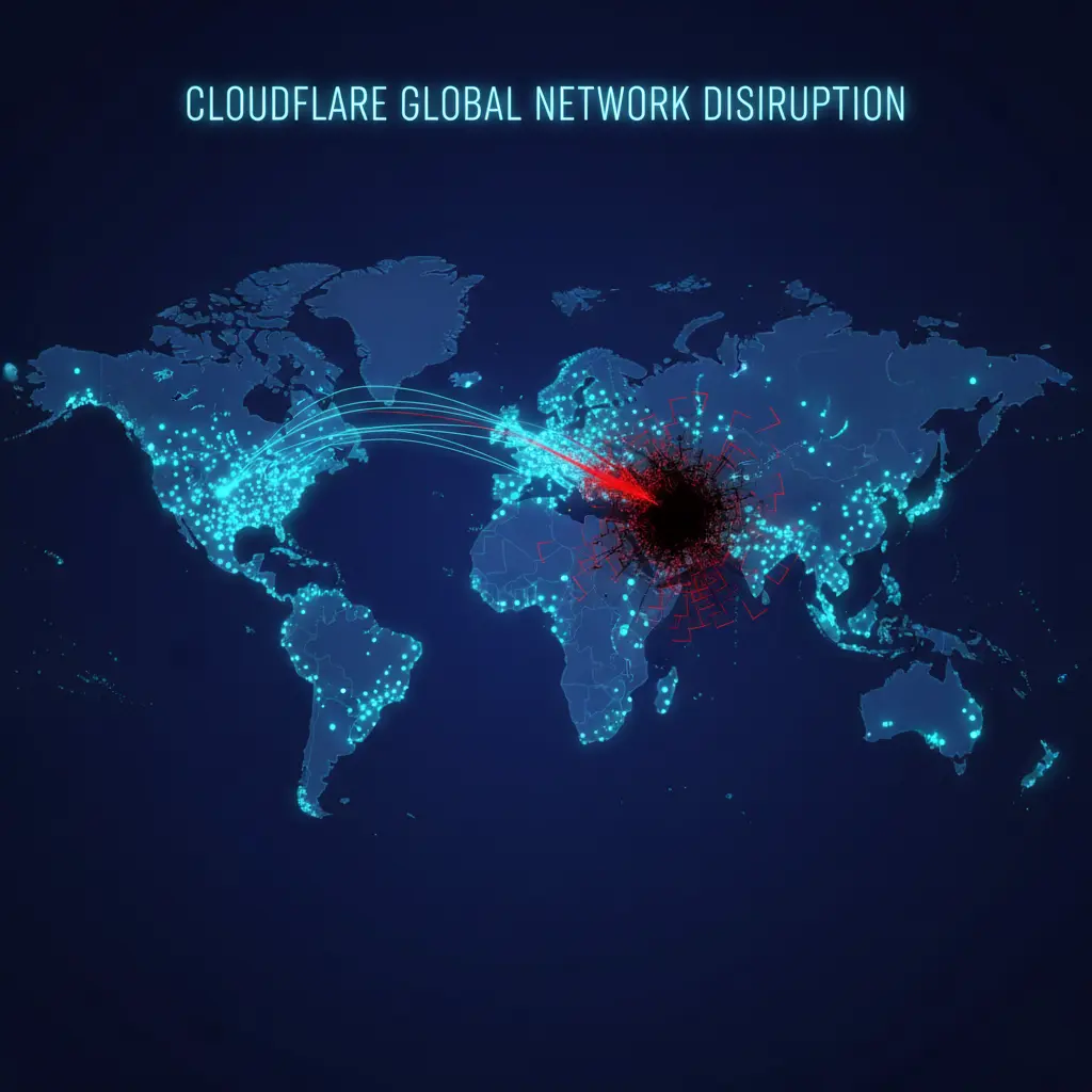 “Cloudflare global network infrastructure and internet outage visualization”