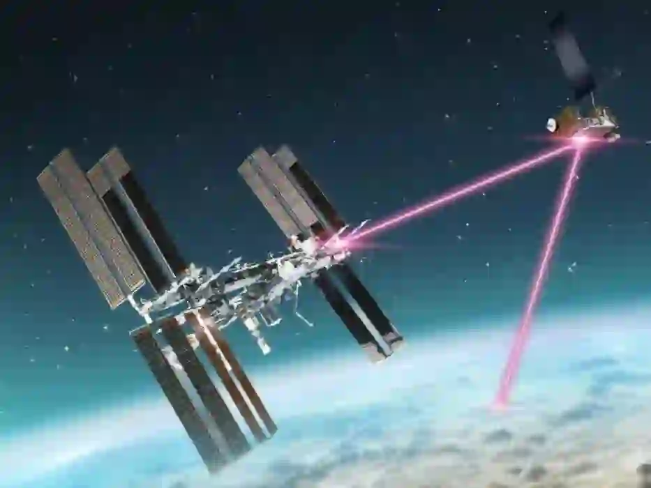 “NASA Deep Space Optical Communications system transmitting laser data through space”