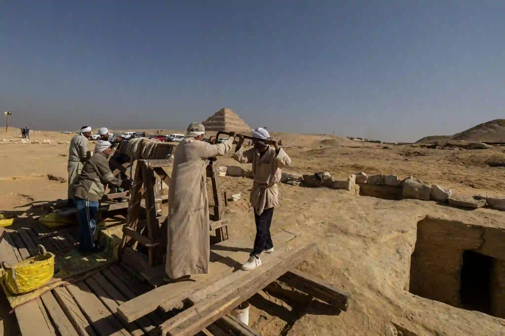 “The Step Pyramid of Djoser in Saqqara showing ancient Egyptian architectural engineering”