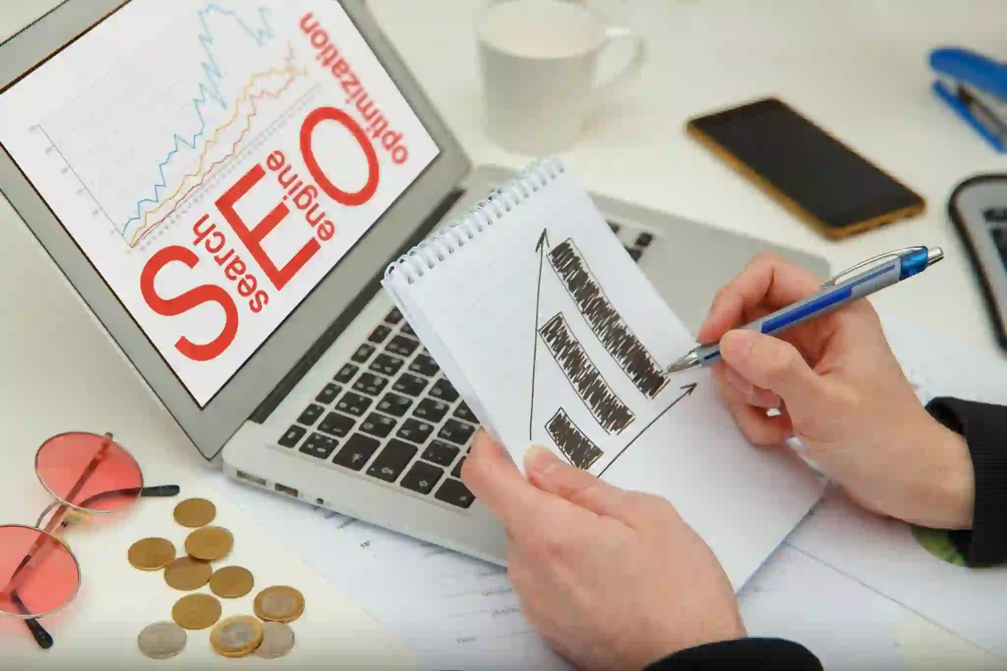 “Search engine optimization concept showing website rankings and organic traffic growth”