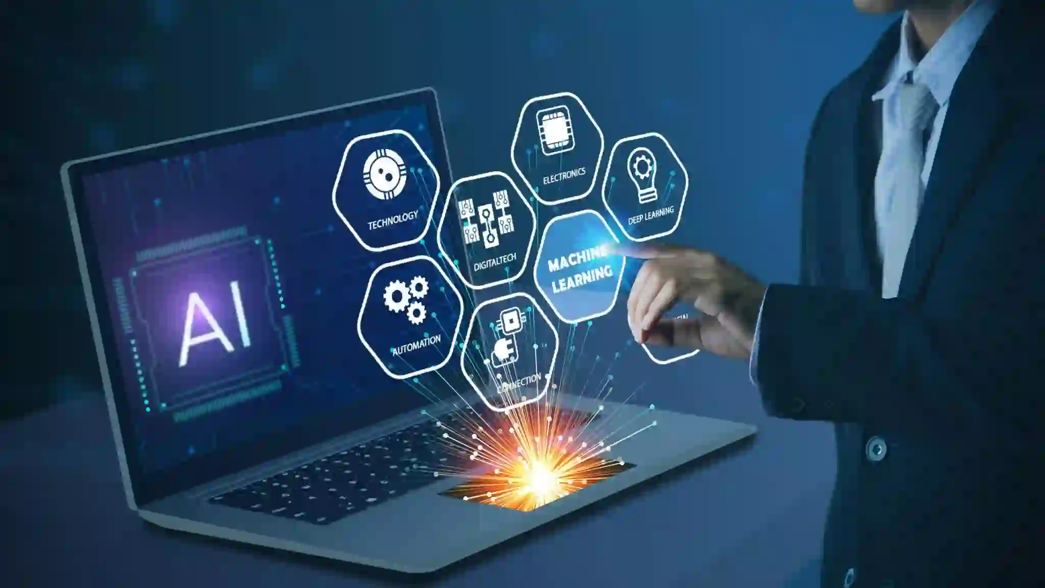 “Artificial intelligence concept with neural networks and futuristic digital technology”